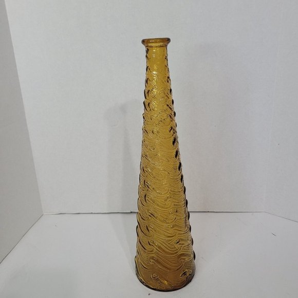 VTG MCM  Empoli Amber Wave Glass Genie Bottle NO Stopper - Picture 2 of 4